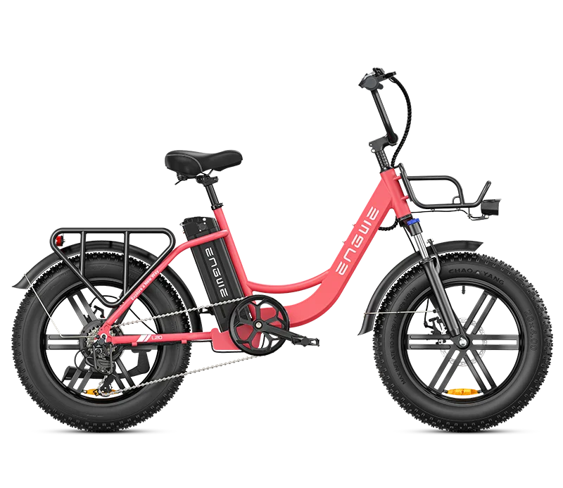 a pink engwe l20 electric cargo bike