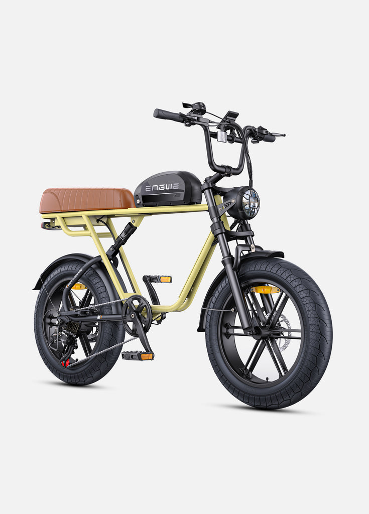 a yellow engwe m1 electric motorcycle