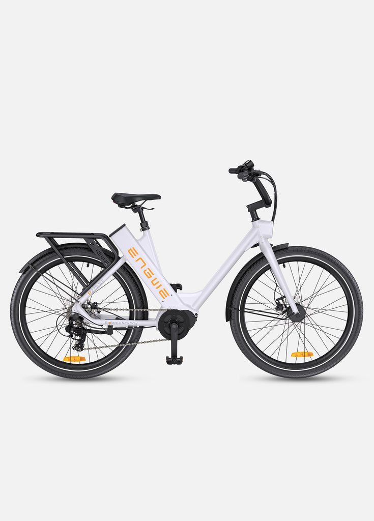 a white engwe p275 st city e-bike