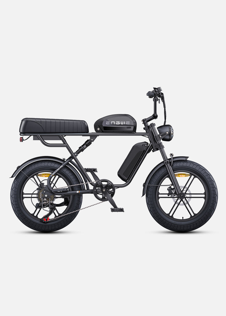 a black engwe m1 fat tyre electric bicycle