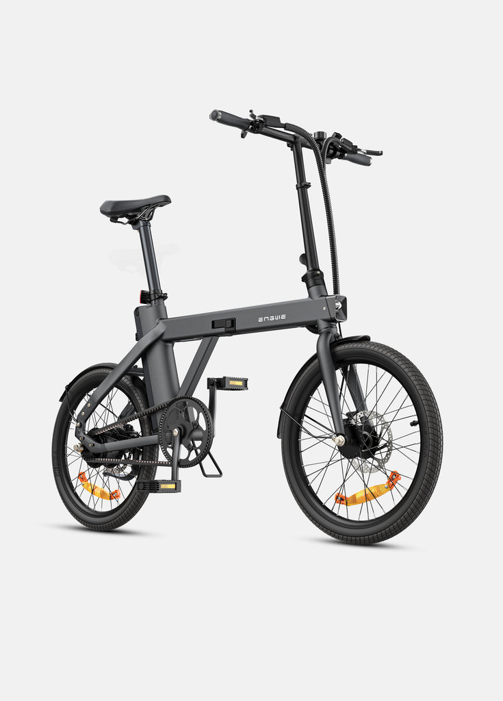 a black engwe p20 fold up e bike