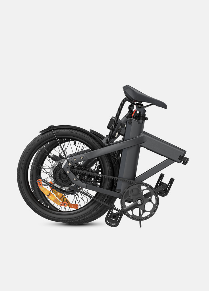 a folded black engwe p20 city e-bike