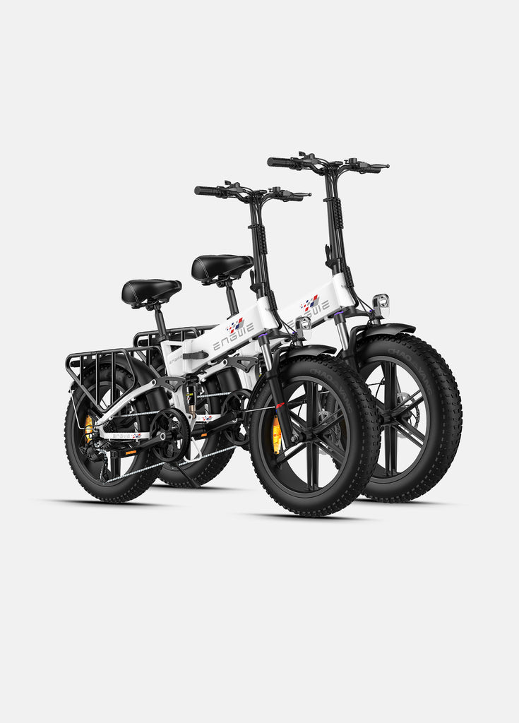 2 white engwe engine x e-bikes